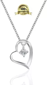 3.5Ct Round Cut VVS1 MOISSANITE Heart Pendant 925 Sterling Silver 18" Free Chain - Picture 1 of 12