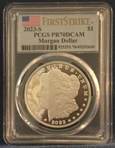 2023-S Proof $1 Morgan Silver Dollar PCGS PR70DCAM FS Flag Label - Picture 1 of 2