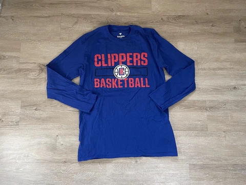 Men’s NBA Fanatics Long Sleeve Shirt Sz M Blue LA Clippers Basketball Casual Tee Cover