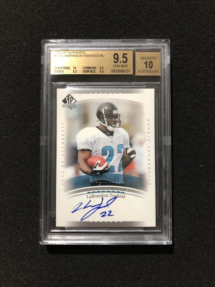 2003 Upper Deck SP Authentic LABRANDON TOEFIELD #230 9.5 💎 RC AUTO 0107/1200 - Image 1 of 2