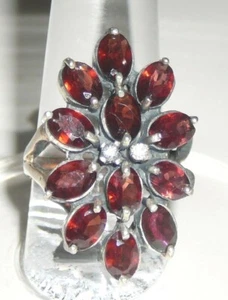 Faux garnet and sterling silver cocktail ring, size 7 - Picture 1 of 4