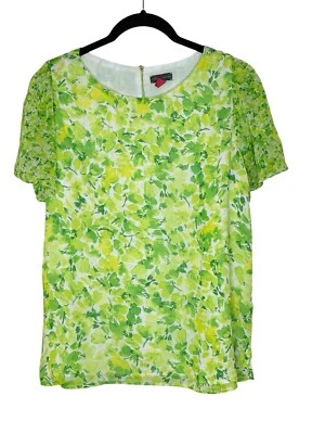 Новый с Ярлыками Vince Camuto женщин Blooming Brights шифоновое блузка средний цветочный зеленый - Изображение 1 из 4