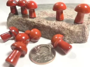1X Red Jasper Carved Mushroom 20mm Reiki Healing Crystal Meditation Protection - Picture 1 of 7