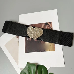 Women Elastic Wide Belt Crystal Rhinestone Stretch Corset Decorative Waistband - Picture 1 of 12