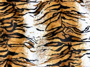 60" Tiger Animal Pattern Short Pile Smooth Faux Fur Velboa S-Wave Fabric BTY - Picture 1 of 9
