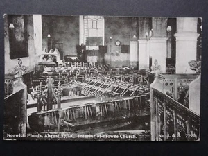 Norfolk NORWICH FLOODS Interior of TROWES CHURCH August 27th 1912 by J&S 7790 - Picture 1 of 2