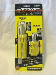 PICQUIC COMBO Screwdriver Set - SixPac Plus & Stubby  "Process Yellow" - Picture 1 of 2