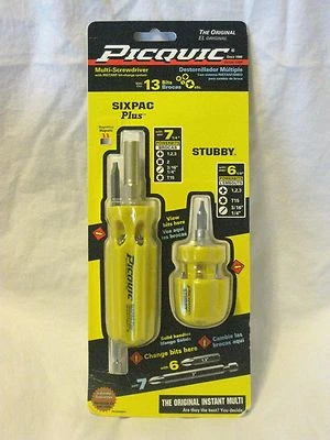 PICQUIC COMBO Screwdriver Set - SixPac Plus & Stubby  "Process Yellow" - Image 1 of 2