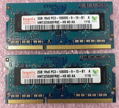 Lot( 2 ) 2GB Hynix HMT325S6BFR8C-H9 SO-DIMM 1333 MHz PC3-10600 DDR3 SDRAM Memory - Image 1 of 4