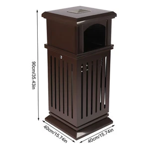 Cubo de basura retro 40L tapa abierta cubo de basura patio parque patio con tapa abatible - Imagen 1 de 17