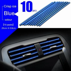 10x Auto Car Air Conditioner Air Outlet Vent Strip Interior Decoration Trim Blue - Picture 1 of 24