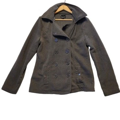 New Look Jacket Women's Size L Gray Pea Coat Double Breasted Button Up - Image 1 of 4