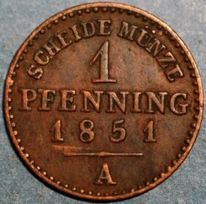 German States Lipe 1 Pfenning 1851 Paul Frederick Emil Leopold III KM# 260 - Picture 1 of 2