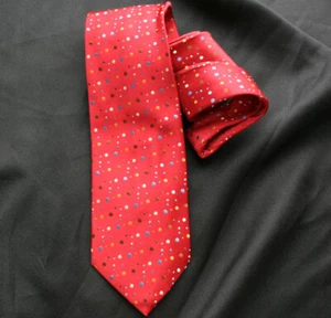DUNHILL Seidenkrawatte mehrfarbig Jacquard Tupfenmuster rot - Bild 1 von 3