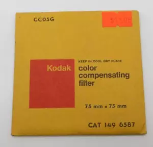 KODAK Color Compensating Filter 75mm x 75mm Square CC05G CAT 149 6587 vintage - Picture 1 of 2