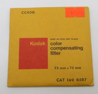 KODAK Color Compensating Filter 75mm x 75mm Square CC05G CAT 149 6587 vintage - Image 1 of 2