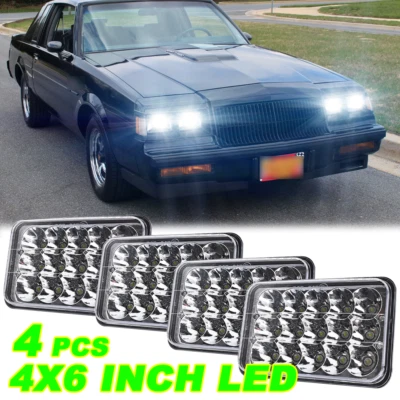 4PCS 4x6" inch LED Headlights Hi/Lo For 1982-1987 Buick Regal Grand National - Image 1 of 4