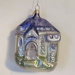 Christopher Radko Icy Purple Castle Glass Christmas Ornament 5" RARE - Picture 1 of 7