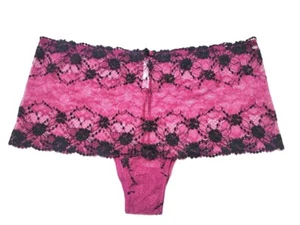 Cacique women's Cross-Dye Lace cheeky short lace trim pink plus size 14/16 - Picture 1 of 5