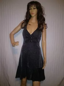 MAX RAVE WOMENS SIZE LARGE HALTER DRESS BLACK SHIMMER STRETCH NWOT - Picture 1 of 6