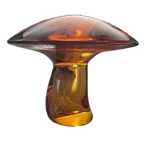 Vintage Viking Glass Small Mushroom Amber MCM Mid Century Cottagecore - Picture 1 of 4
