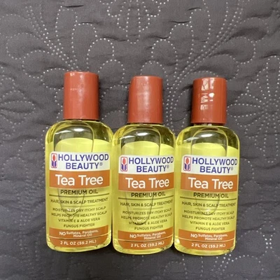 Hollywood Beauty Tea Tree Premium Oil 2 OZ paquete de 3 lote para cabello, piel y cuero cabelludo Foto 1 de 4