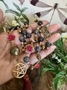 Crone Witch Pentagram Crystal Magick Necklace - Picture Jasper - Pagan Wicca - Picture 1 of 8