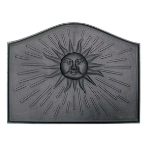 Black Sun Decorative and Protective Fireback, 24 Inch Long, Black - Picture 1 of 12