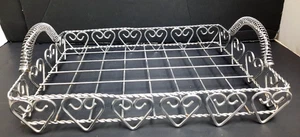 Chrom Korb Untersetzer Backform Servierer mit Griffen "Herzen" 9"x12" - Bild 1 von 6