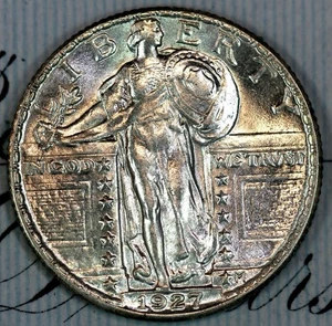 1927-P FH SOLID+ GEM BU MS STANDING LIBERTY QUARTER DC237 FROM MATTHEWS HOARD - Picture 1 of 3