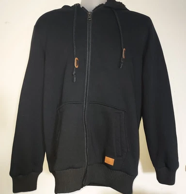 Buffalo David Bitton Hombres Sudadera con Capucha Chaqueta Grande Forrada Sherpa Cremallera Completa Pesada Negra Foto 1 de 4