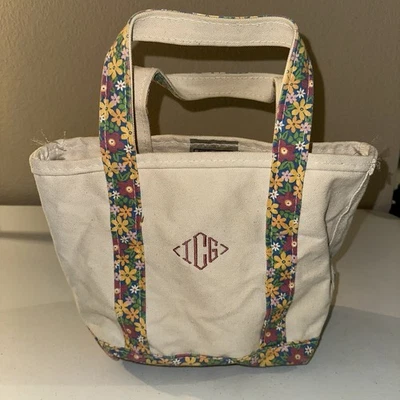 Vintage L.L. Bean Boat And Tote Mini Bag Floral Canvas Embroidered ICG - Image 1 of 4