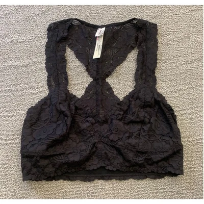 Free People Intimately Women Small Black Lace Racerback Bralette - Image 1 of 4
