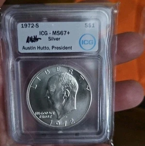 Dólar Eisenhower 1972 S plata ICG MS67+ firmado por Austin Hutto - Imagen 1 de 5