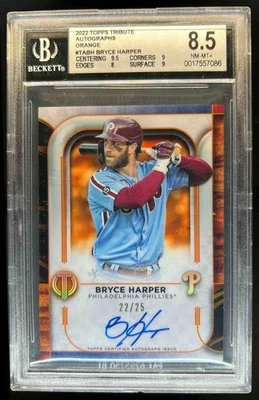 2022 Topps Tribute Bryce Harper Auto Orange #22/25 Phillies BGS 8.5 - Image 1 of 2