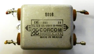 CORCOM, EMI, 2R1, 2A, FILTER, 115/250V, 50-400Hz, MADE IN MEXICO - Picture 1 of 4
