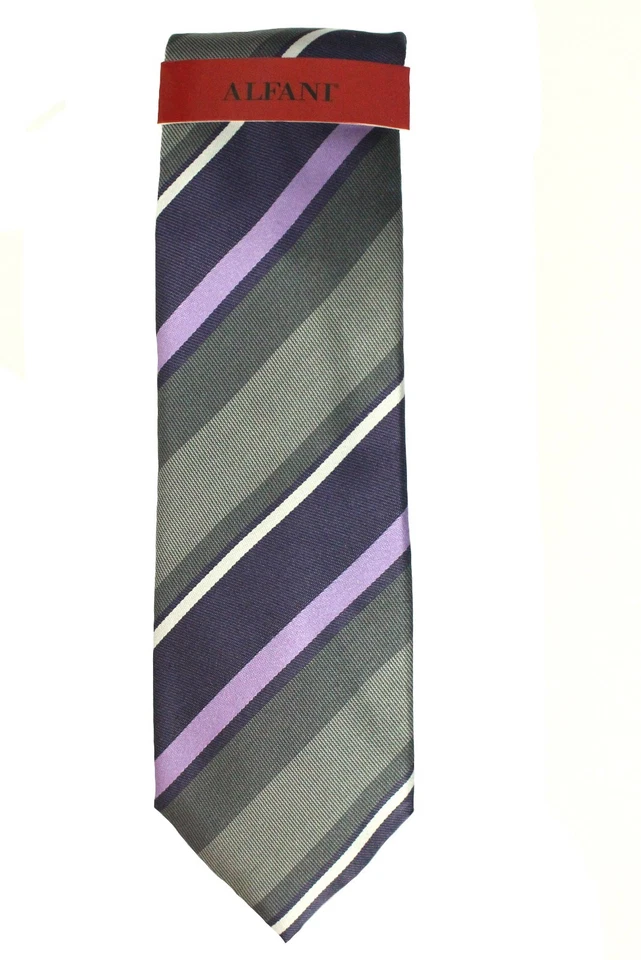 $52 Nueva Corbata Para Hombres Alfani Draft Prince Rayas Púrpura 100% Seda Delgada Cuello Corbata Foto 1 de 1