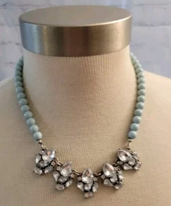 LOFT Statement Necklace Clear Rhinestones Plastic Beaded 20" Lobster Clasp - Picture 1 of 6