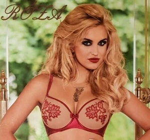 Roza Mehendi Push Up Moulded Padded Bra Size 34D or 34DD Red/Nude - Picture 1 of 5