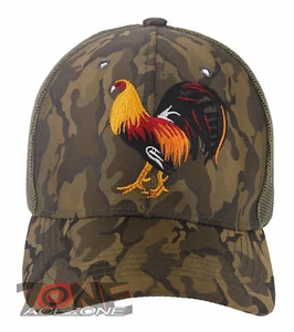 NEW! BIG COCK ROOSTER FIGHT MESH TRUCKER SNAPBACK BALL CAP HAT CAMOUFLAGE OLIVE - Picture 1 of 4