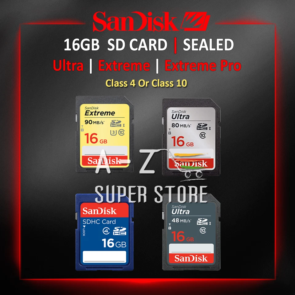 SD CARD 16GB SanDisk Ultra Extreme or Pro Fast Memory Photo Video Camera 4k OEM - Image 1 of 1
