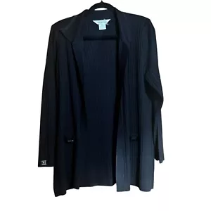 Exclusively Misook Cardigan Extra Large XL Black Ribbed Open Buckle Accent - Picture 1 of 6