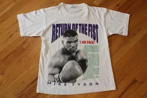 Vintage 90s Mike Tyson Return of the Fist White T-shirt Size Large Rap Tee VTG - Picture 1 of 7