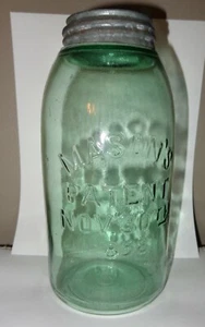 ALTE VINTAGE HALBE GALLONE MASON'S PATENT 1858 GLASGEFÄSS KUGEL ZINKDECKEL & GESCHLIFFENER RAND - Bild 1 von 14