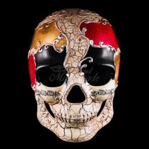 Day of the Dead Mask - Full Face Mask, Dia de los Muertos Masquerade Mask Red - Picture 1 of 4