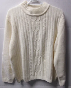 Alfred Dunner Size XL Acrylic Sweater Top Long Sleeve Ivory Pullover Round Neck - Picture 1 of 6