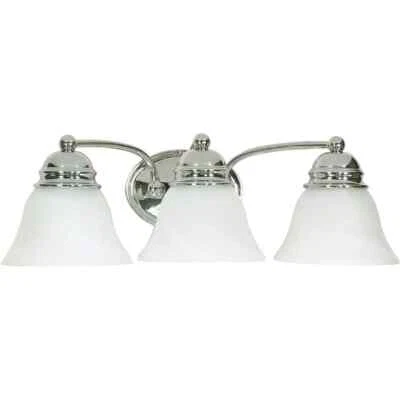 SATCO 3-Light Polished Chrome Vanity Light with Alabaster Glass Bell Shades - Image 1 of 4