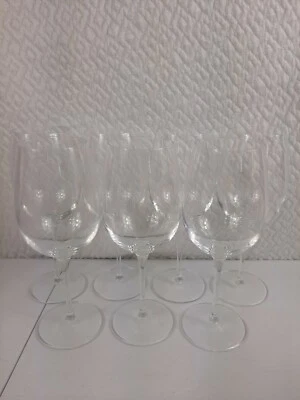 7 copas de vino tinto LUIGI BORMIOLI 9" de alto cristal transparente firmado Foto 1 de 4