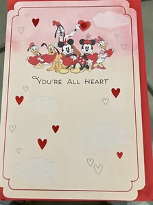 Disney Valentines Day Greeting Card To Friend From Mickey Minnie Pluto Goofy Etc - Picture 1 of 3