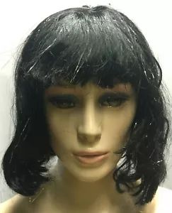 Peluca Bob de oropel plateado negro con pinzas brillante Cleopatra - Imagen 1 de 3